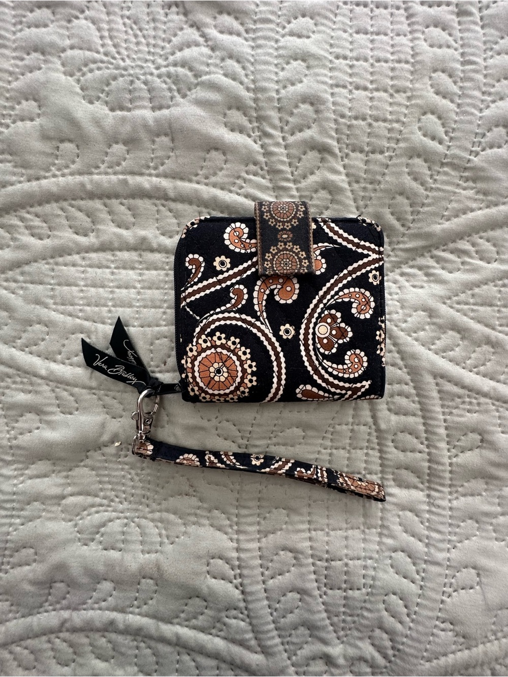 Vera Bradley Black & Brown Paisley Wristlet Wallet